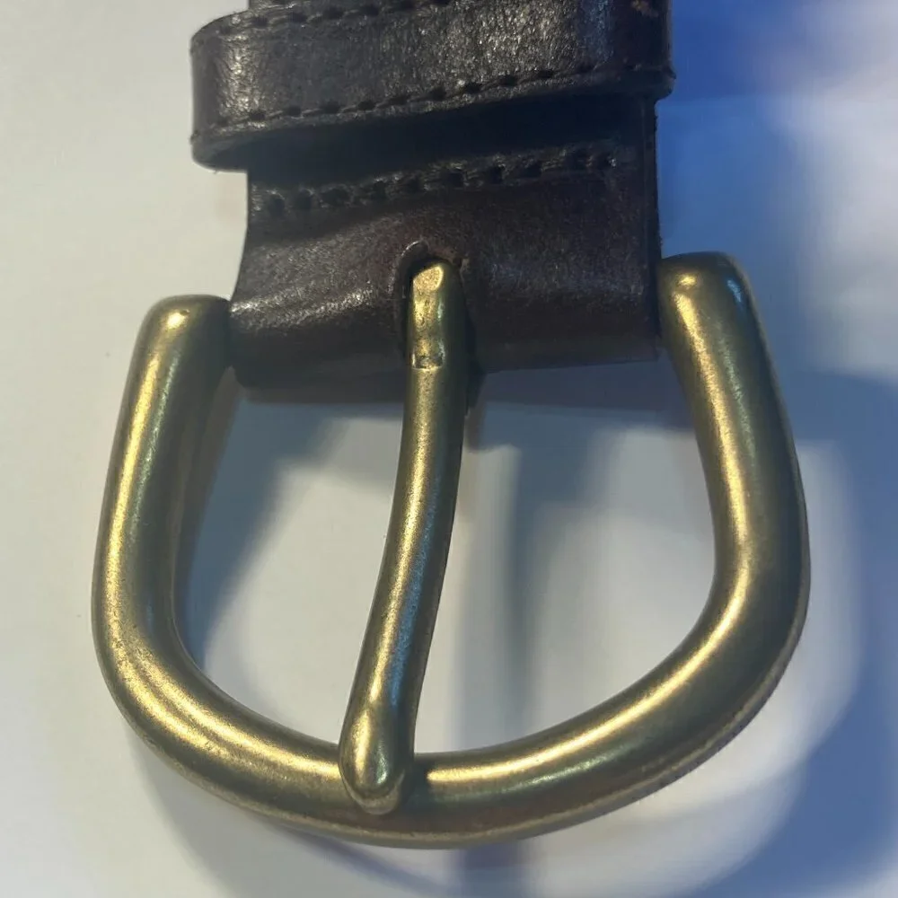 Brown Belt SZ S Braided leather with brass buckle & stud details